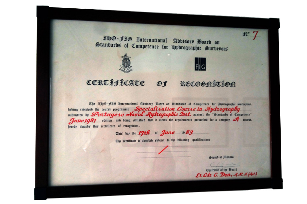 Certificado de Reconhecimento do Curso de Especialização em Hidrografia 